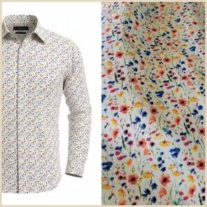 Nick Graham Stretch Modern Fit Cotton Blend Shirt Floral - 2XL